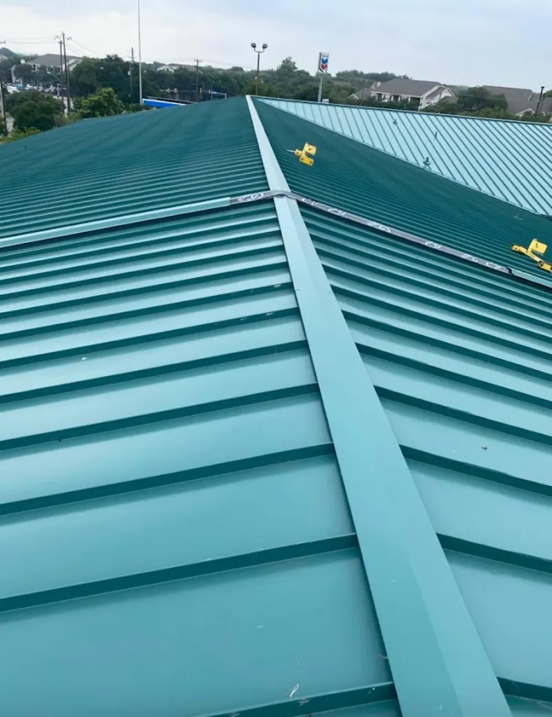 Green commercial metal roof ridge and valley for Metal Roof Repair in Thetford